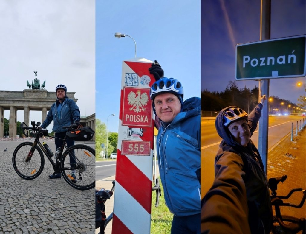 Rowerzysta na granicy niemiecko - polskiej