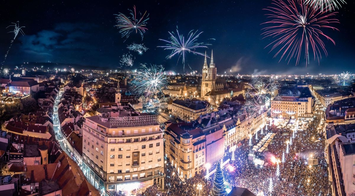 Sylwestrowy Zagrzeb z lotu ptaka. Fot. Julien Duval